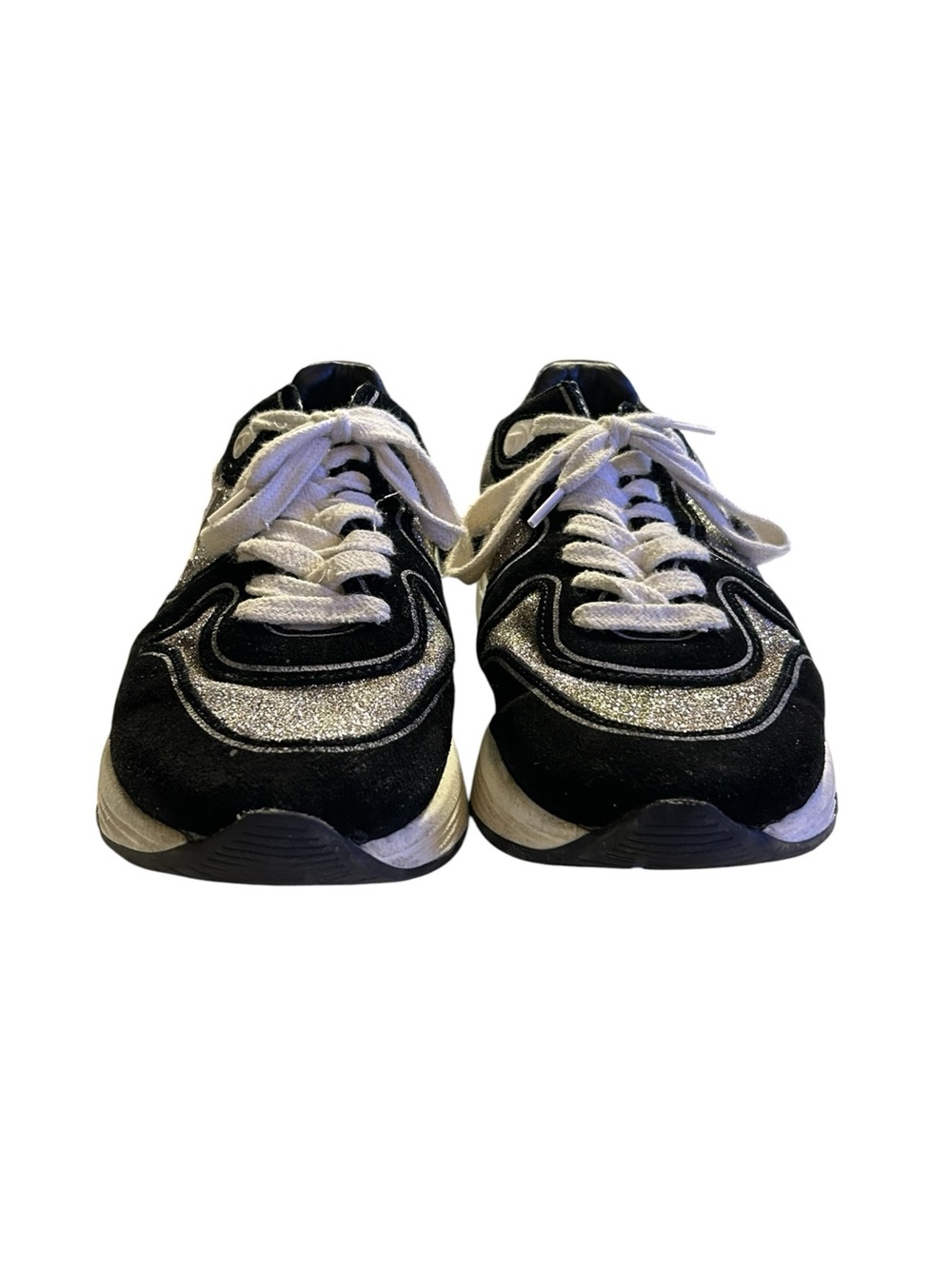Golden Goose Running Sneakers BLK/SIL Glitter Lived-In/Distressed Luxe Sz 38 / 8 - Picture 10 of 16